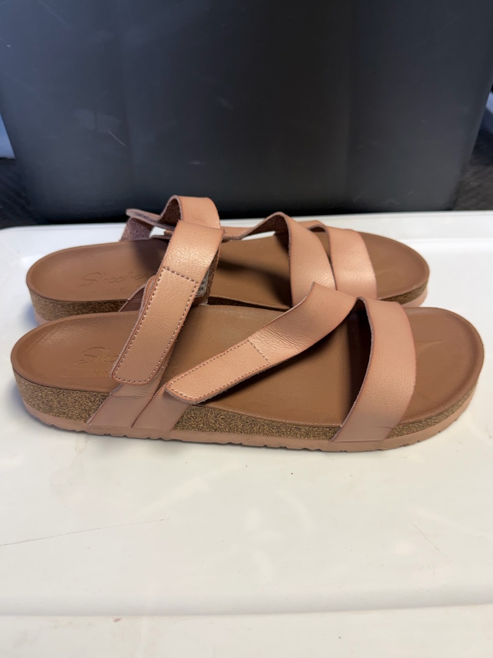 Skechers Women’s Strappy Slide Sandals Pink PU Leather Size 11 M US